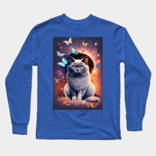Cats And Butterflies In Space Long Sleeve T-Shirt
